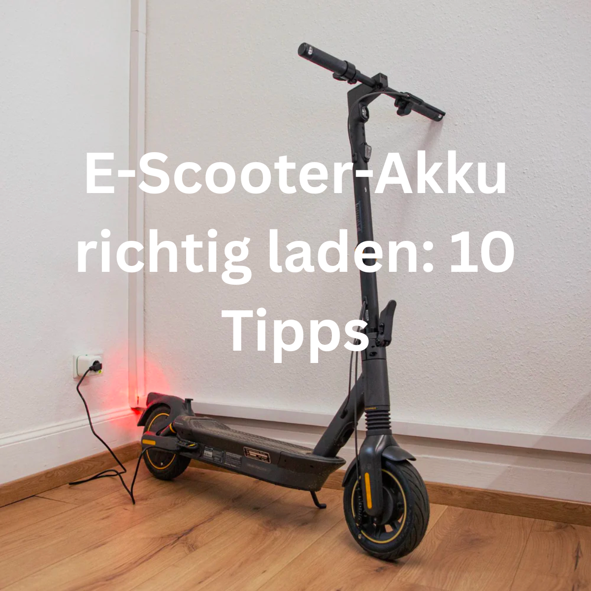 E-Scooter wird mit Akku Life Guard geladen für eine längere Lebensdauer und eine höhere Sicherheit beim Laden